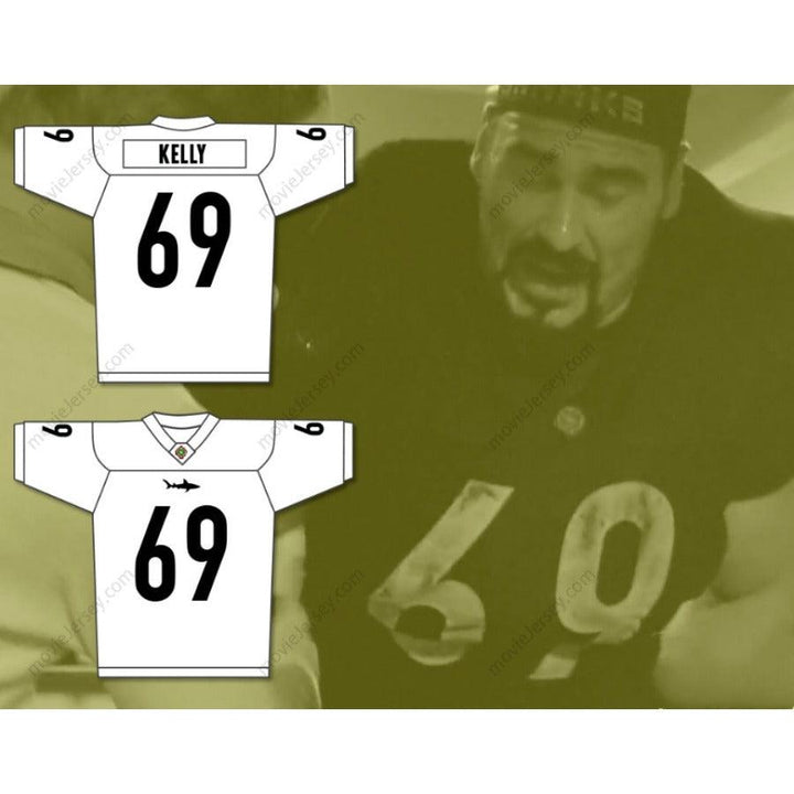 CUSTOM ANY Name Number PATRICK 'MADMAN' KELLY 69 MIAMI SHARKS WHITE TRIM FOOTBALL JERSEY ANY GIVEN SUNDAY Top Stitched S-6XL