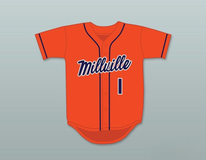 Custom Any Name Number MIKE TROUT 1  SENIOR HIGH SCHOOL THUNDERBOLTS ORANGE BASEBALL JERSEY 2 Top Stitched S-6XL