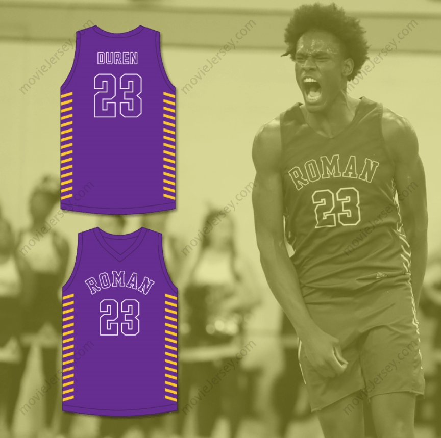 Custom Any Name Number Jalen Duren 23 Roman Catholic High School Cahillites Purple Basketball Jersey 2 Top Stitched S-6XL
