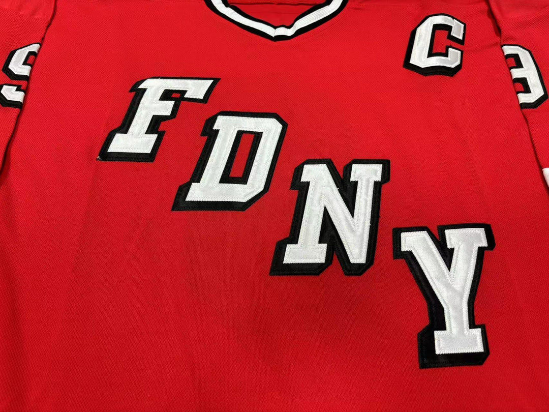 Custom Any Name Number FDNY BRAVEST 9 RED HOCKEY JERSEY Stitched Top Stitched S-6XL