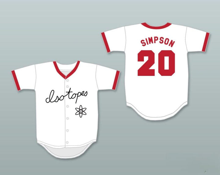 Custom Any Name Number HOMER SIMPSON 20  ISOTOPES BUTTON DOWN BASEBALL JERSEY Top Stitched S-6XL