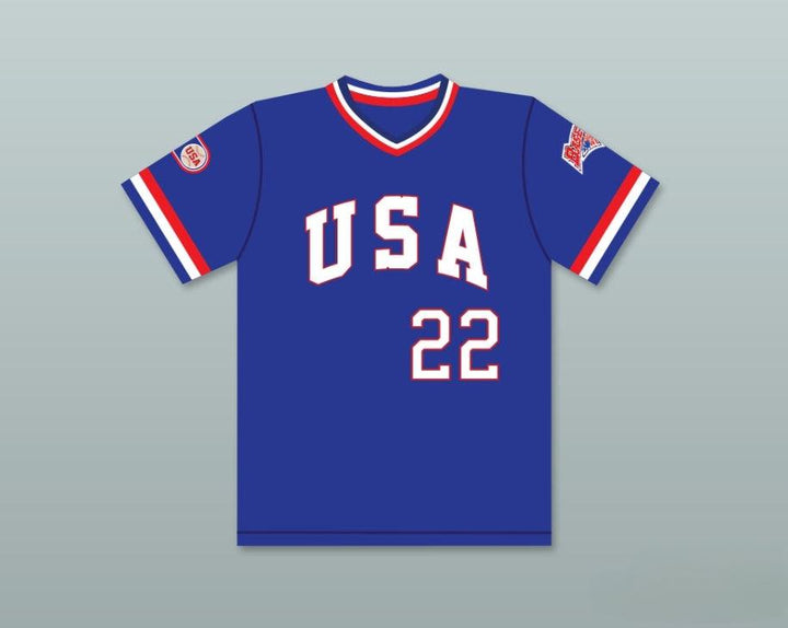 Custom Any Name Number BARRY LARKIN 22 1984 USA TEAM BLUE BASEBALL JERSEY Top Stitched S-6XL