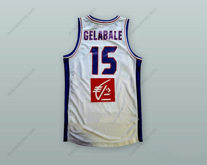 CUSTOM ANY Name Number MICKAEL GELABALE 15 FRANCE NATIONAL TEAM WHITE BASKETBALL JERSEY Top Stitched S-6XL