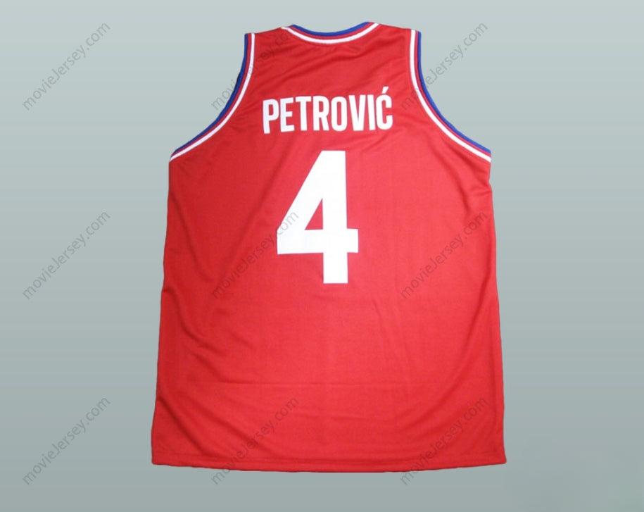 CUSTOM ANY Name Number DRAZEN PETROVIC 4 CROATIA RED BASKETBALL JERSEY Top Stitched S-6XL