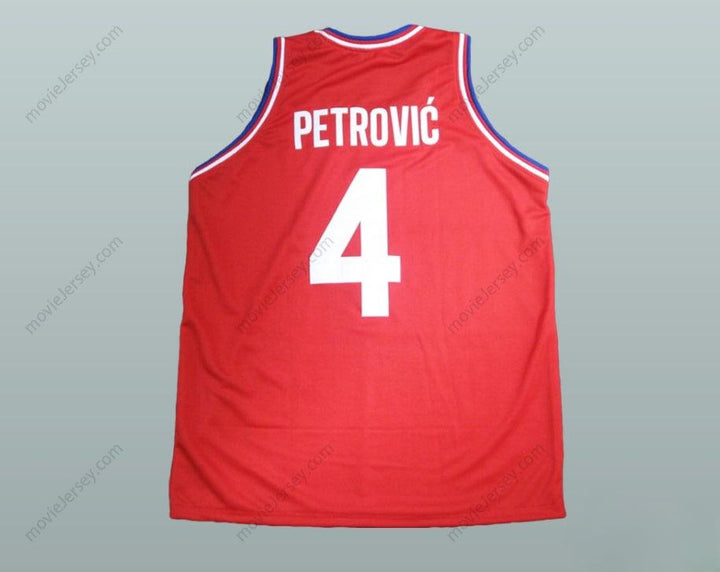 CUSTOM ANY Name Number DRAZEN PETROVIC 4 CROATIA RED BASKETBALL JERSEY Top Stitched S-6XL