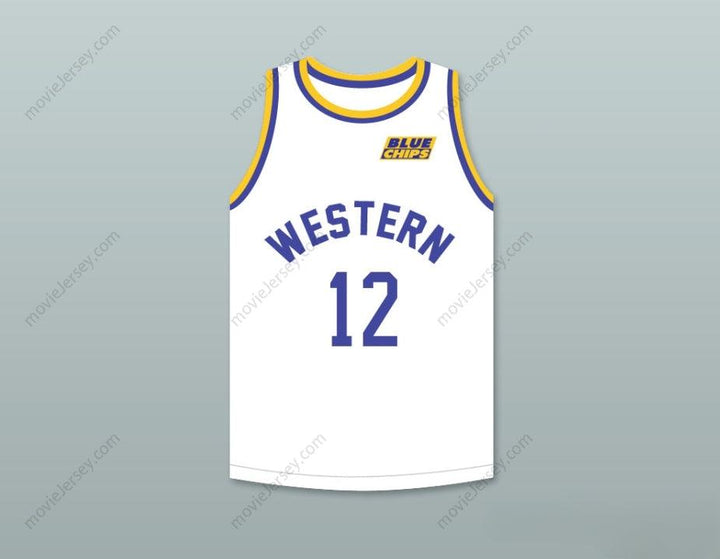 CUSTOM ANY Name Number ACTION BRONSON 12   WHITE BASKETBALL JERSEY WITH BLUE CHIPS PATCH Top Stitched S-6XL
