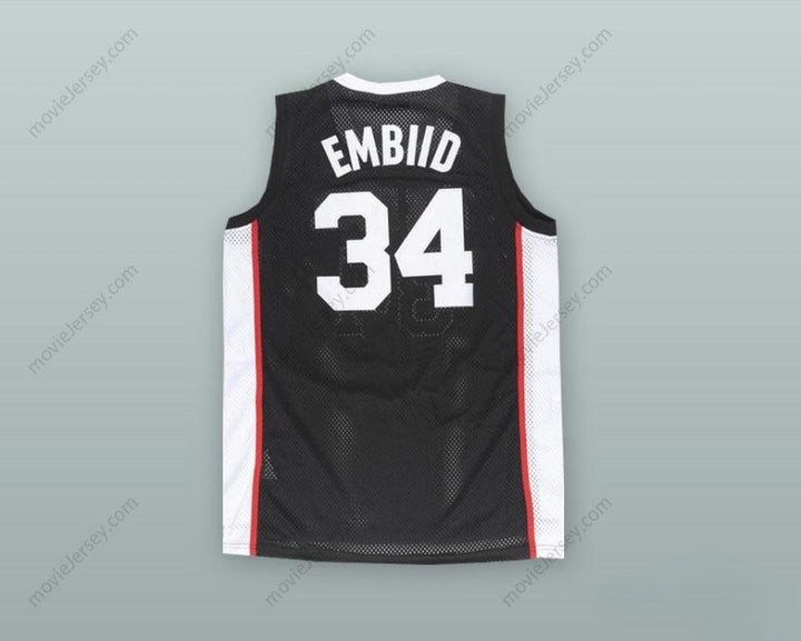 CUSTOM ANY Name Number JOEL EMBIID 34 THE ROCK HIGH SCHOOL BLACK ALTERNATE BASKETBALL JERSEY Top Stitched S-6XL