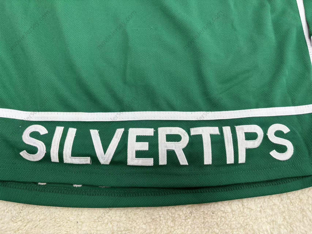 Custom Any Name Number EVERETT SILVERTIPS GREEN HOCKEY JERSEY Stitched Top Stitched S-6XL