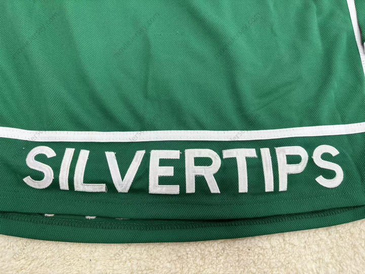 Custom Any Name Number EVERETT SILVERTIPS GREEN HOCKEY JERSEY Stitched Top Stitched S-6XL