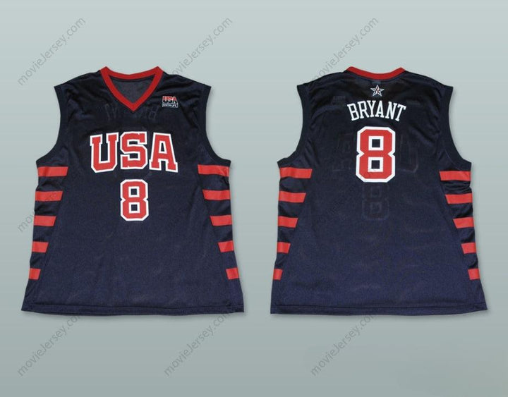 CUSTOM ANY Name Number  BRYANT 8 TEAM USA DARK BLUE BASKETBALL JERSEY Top Stitched S-6XL