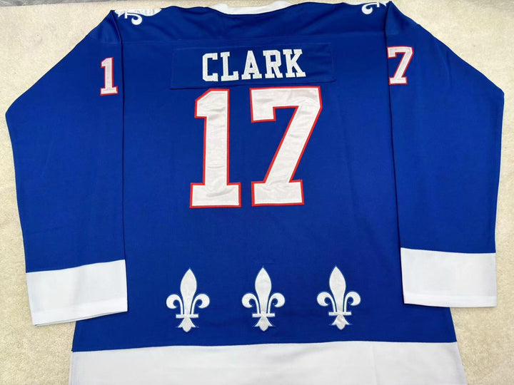 Custom Any Name Number WENDEL CLARK 17 RETRO HOCKEY JERSEY QUEBEC NORDIQUES Top Stitched S-6XL