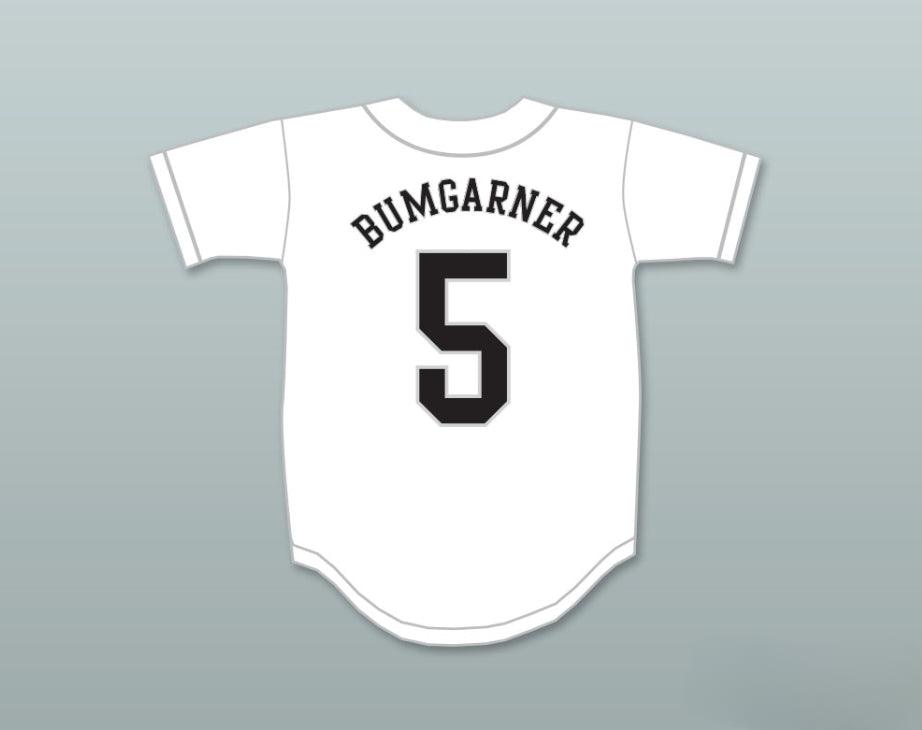 Custom Any Name Number MADISON BUMGARNER 5   HIGH SCHOOL SPARTANS WHITE BASEBALL JERSEY 2 Top Stitched S-6XL