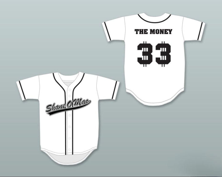 Custom Any Name Number S MCMAHON THE MONEY 33 WHITE BUTTON DOWN BASEBALL JERSEY Top Stitched S-6XL