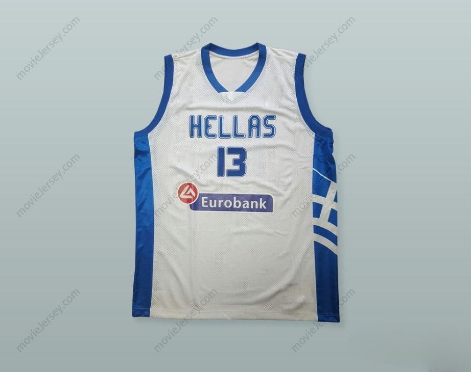 CUSTOM ANY Name Number GIANNIS ANTETOKOUNMPO 13 GREECE WHITE BASKETBALL JERSEY Top Stitched S-6XL