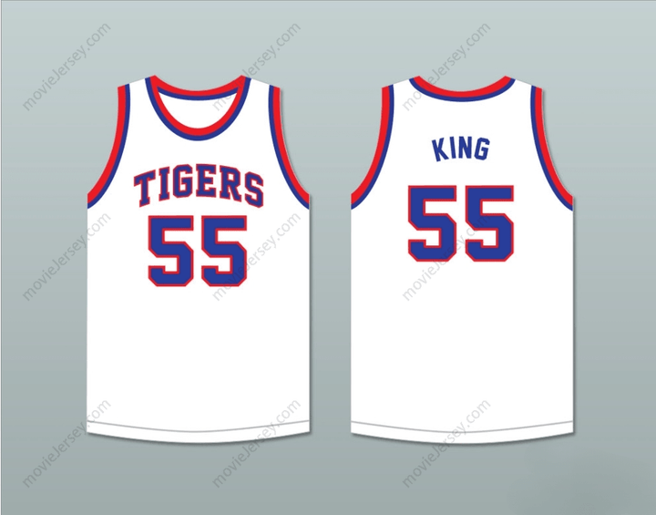 CUSTOM ANY Name Number BERNARD KING 55 FORT  HIGH SCHOOL TIGERS WHITE BASKETBALL JERSEY 1 Top Stitched S-6XL