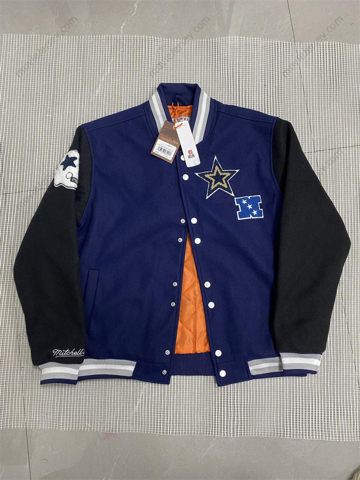 Men’s Navy Dallas Cowboys Team Legacy Full-Snap Varsity Jacket