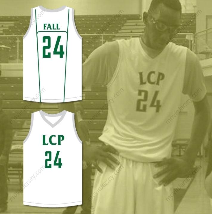CUSTOM ANY Name Number TACKO FALL 24 LIBERTY CHRISTIAN PREP LIONS WHITE BASKETBALL JERSEY 2 Top Stitched S-6XL