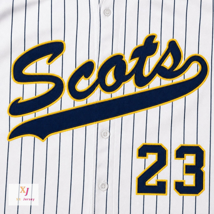 Custom Any Name Number CLAYTON KERSHAW 23 HIGHLAND PARK HIGH SCHOOL SCOTS WHITE PINSTRIPED BASEBALL JERSEY 2 Top Stitched S-6XL