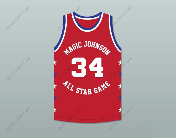 CUSTOM ANY Name Number CHARLES OAKLEY 34 MAGIC JOHNSON ALL STAR GAME RED BASKETBALL JERSEY 1990 MIDSUMMER NIGHT'S MAGIC CHARITY EVENT Top Stitched S-6XL