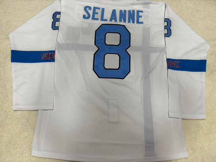 Custom Any Name Number TEEMU SELANNE 8 FINLAND NATIONAL TEAM WHITE HOCKEY JERSEY Top Stitched S-6XL