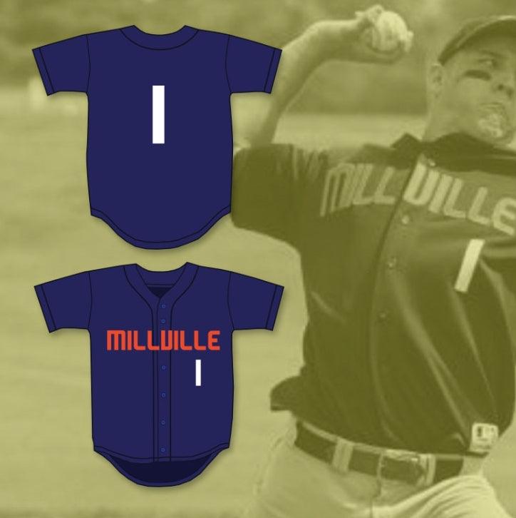 Custom Any Name Number MIKE TROUT 1  SENIOR HIGH SCHOOL THUNDERBOLTS NAVY BLUE BASEBALL JERSEY 1 Top Stitched S-6XL