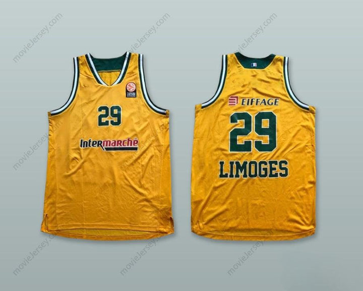 CUSTOM ANY Name Number LIMOGES FRANCE 29 YELLOW BASKETBALL JERSEY Top Stitched S-6XL