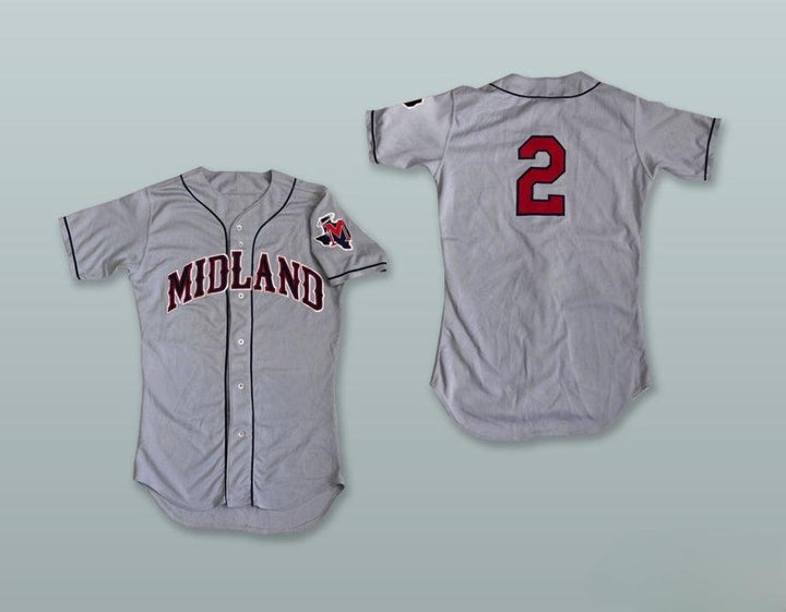 Custom Any Name Number MIDLAND ANGELS 2 GRAY BUTTON DOWN BASEBALL JERSEY Top Stitched S-6XL