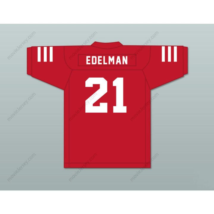 CUSTOM ANY Name Number JULIAN EDELMAN 21 REDWOOD CITY  RED FOOTBALL JERSEY Top Stitched S-6XL