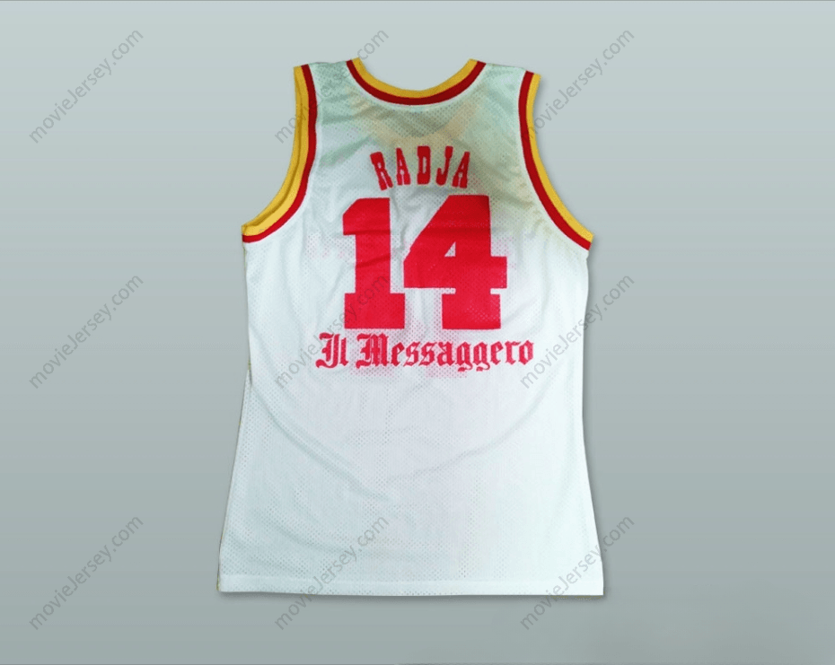 CUSTOM ANY Name Number DINO RADJA 14 MESSAGGERO ROMA WHITE BASKETBALL JERSEY Top Stitched S-6XL