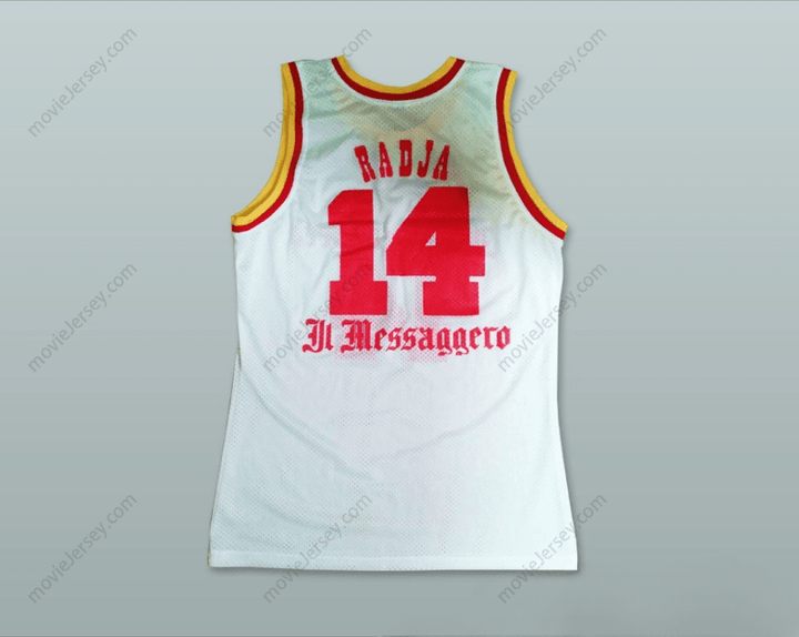 CUSTOM ANY Name Number DINO RADJA 14 MESSAGGERO ROMA WHITE BASKETBALL JERSEY Top Stitched S-6XL