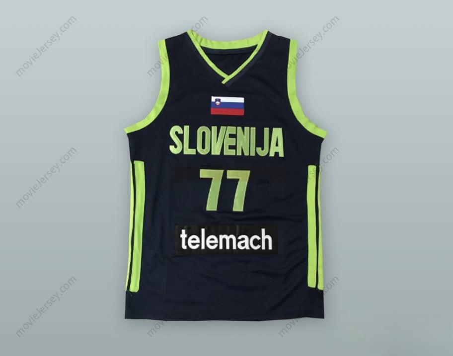 CUSTOM ANY Name Number LUKA DONCIC 77 SLOVENIJA BLACK BASKETBALL JERSEY Top Stitched S-6XL