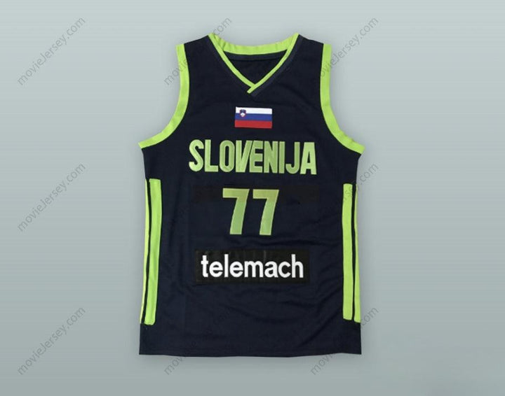 CUSTOM ANY Name Number LUKA DONCIC 77 SLOVENIJA BLACK BASKETBALL JERSEY Top Stitched S-6XL