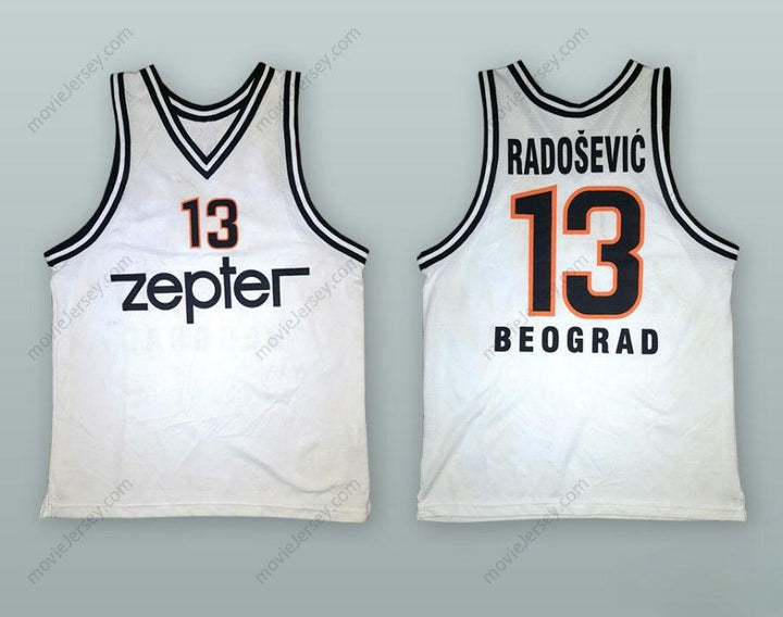 CUSTOM ANY Name Number MIROSLAV RADOSEVIC 13 KK PARTIZAN BELGRADE WHITE BASKETBALL JERSEY Top Stitched S-6XL