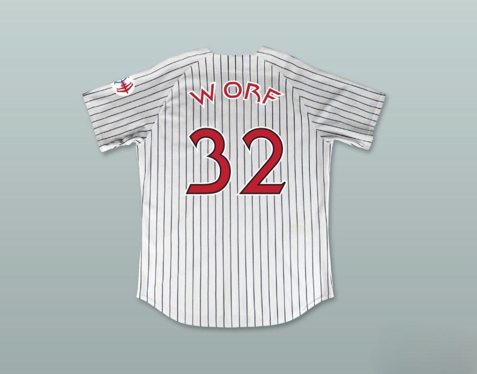 Custom Any Name Number LT. COMMANDER WORF 32 DEEP SPACE NINERS WHITE PINSTRIPED BASEBALL JERSEY Top Stitched S-6XL