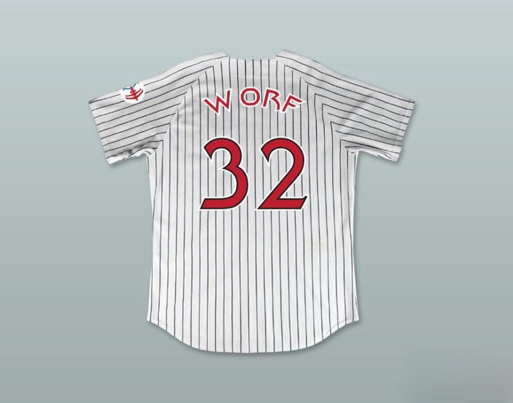 Custom Any Name Number LT. COMMANDER WORF 32 DEEP SPACE NINERS WHITE PINSTRIPED BASEBALL JERSEY Top Stitched S-6XL