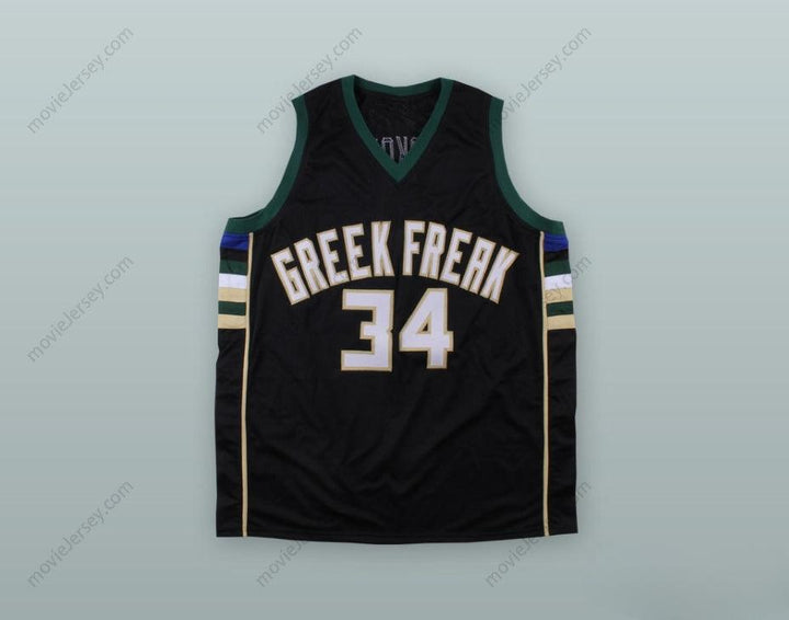 CUSTOM ANY Name Number GIANNIS ANTETOKOUNMPO 34 GREEK FREAK BLACK BASKETBALL JERSEY 1 Top Stitched S-6XL
