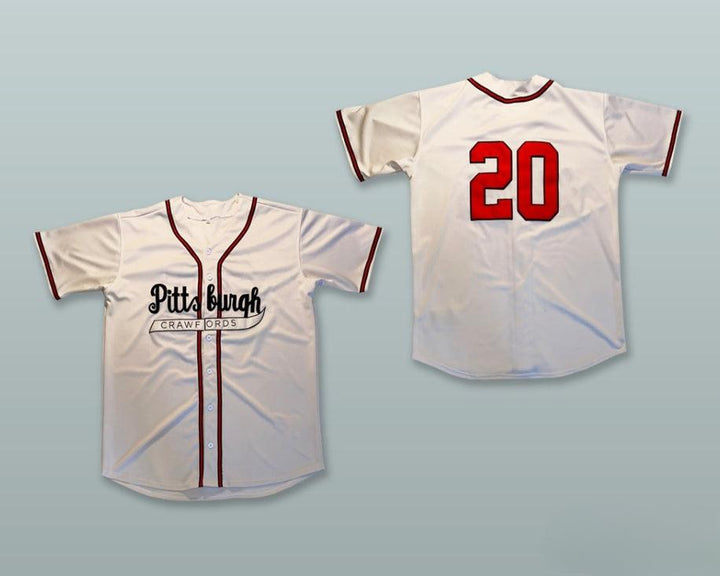 Custom Any Name Number  CRAWFORDS 20 NEGRO LEAGUE WHITE BUTTON DOWN BASEBALL JERSEY Top Stitched S-6XL