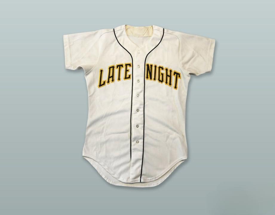 Custom Any Name Number LATE NIGHT WITH DAVID LETTERMAN 4 WHITE BASEBALL JERSEY Top Stitched S-6XL