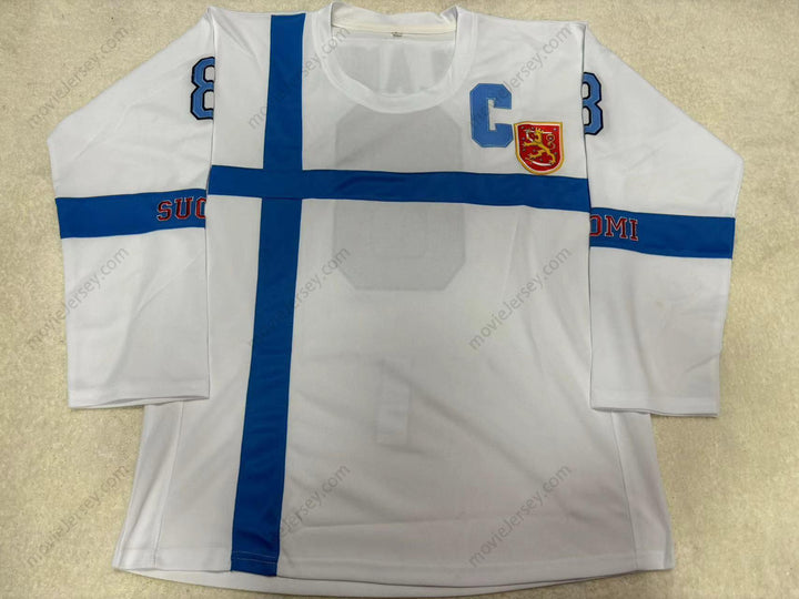 Custom Any Name Number TEEMU SELANNE 8 FINLAND NATIONAL TEAM WHITE HOCKEY JERSEY Top Stitched S-6XL