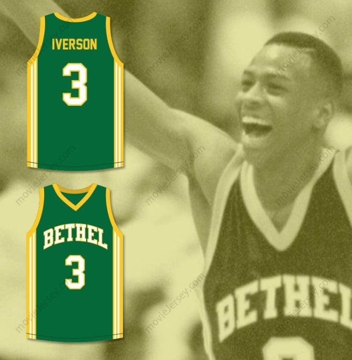 CUSTOM ANY Name Number ALLEN IVERSON 3 BETHEL HIGH SCHOOL GREEN BASKETBALL JERSEY Top Stitched S-6XL