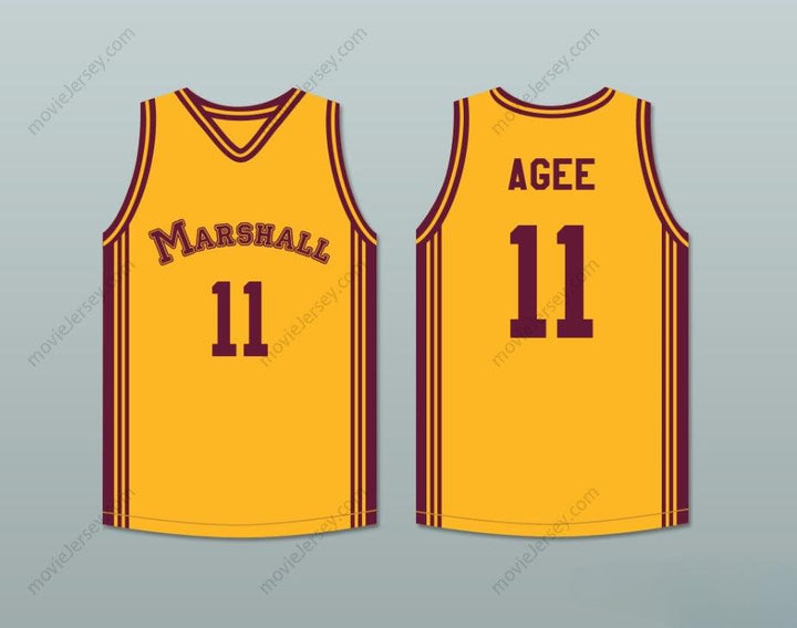 CUSTOM ANY Name Number ARTHUR AGEE 11 JOHN MARSHALL METROPOLITAN HIGH SCHOOL COMMANDOS YELLOW BASKETBALL JERSEY Top Stitched S-6XL