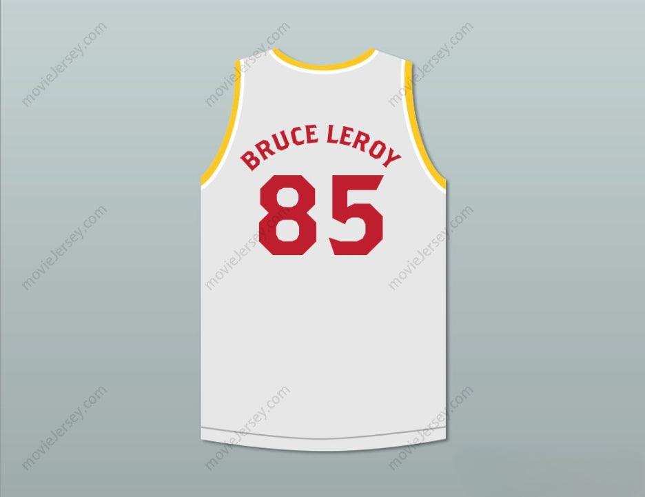 CUSTOM ANY Name Number BRUCE LEROY GREEN 85 MORTAL KOMBAT THE LAST DRAGON WHITE WITH RED GRAPHICS JERSEY AND EMBROIDERED PATCH Top Stitched S-6XL