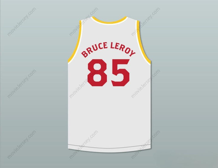 CUSTOM ANY Name Number BRUCE LEROY GREEN 85 MORTAL KOMBAT THE LAST DRAGON WHITE WITH RED GRAPHICS JERSEY AND EMBROIDERED PATCH Top Stitched S-6XL