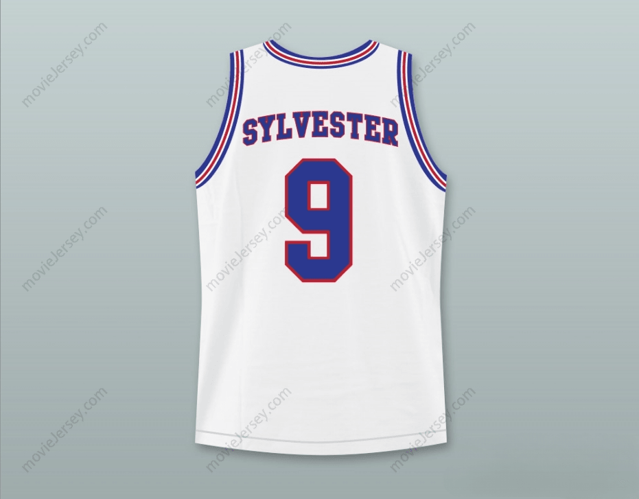 CUSTOM ANY Name Number SYLVESTER THE CAT 9 TUNE SQUAD BASKETBALL JERSEY WITH SPACE JAM PATCH Top Stitched S-6XL