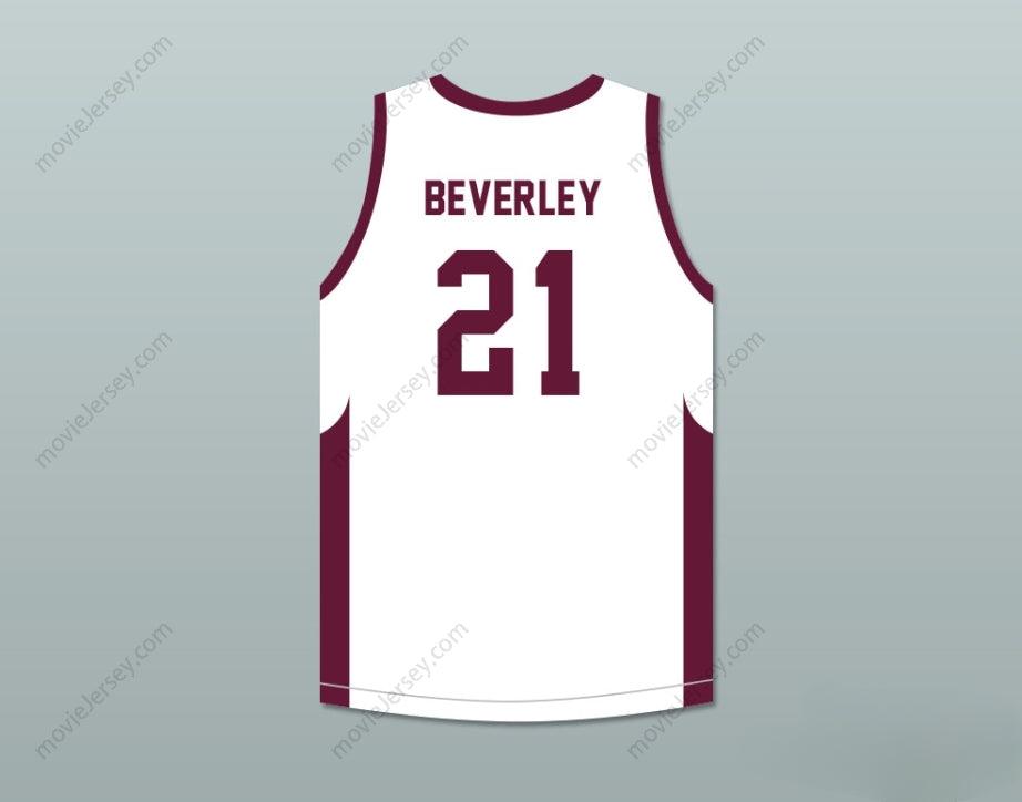 CUSTOM ANY Name Number PATRICK BEVERLEY 21 JOHN MARSHALL METROPOLITAN HIGH SCHOOL COMMANDOS WHITE BASKETBALL JERSEY Top Stitched S-6XL