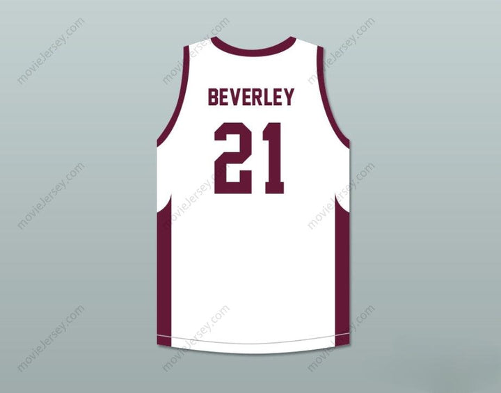 CUSTOM ANY Name Number PATRICK BEVERLEY 21 JOHN MARSHALL METROPOLITAN HIGH SCHOOL COMMANDOS WHITE BASKETBALL JERSEY Top Stitched S-6XL