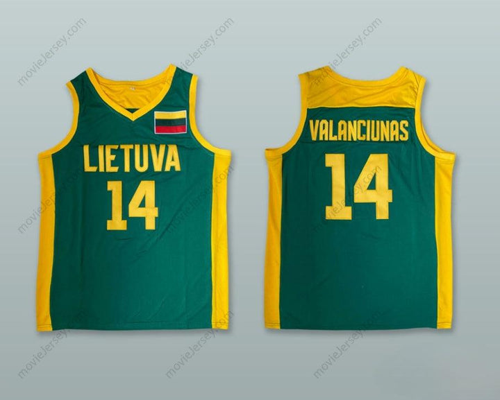 CUSTOM ANY Name Number JONAS VALANCIUNAS 14 LITHUANIA LIETUVA GREEN BASKETBALL JERSEY Top Stitched S-6XL