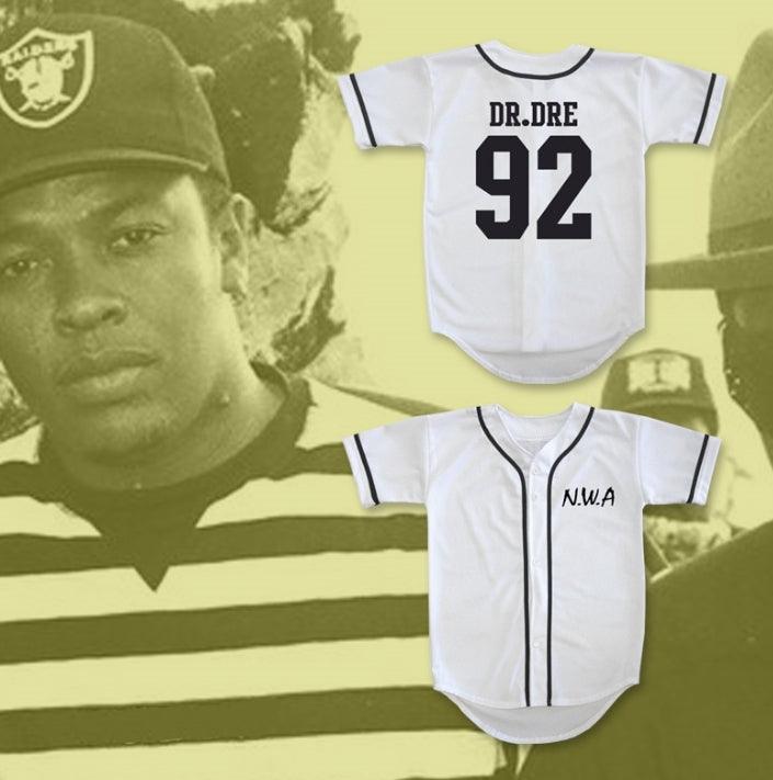 Custom Any Name Number N.W.A. DR. DRE 92 WHITE BASEBALL JERSEY Top Stitched S-6XL
