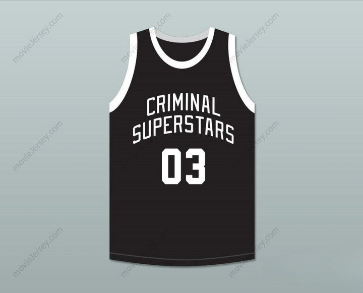 CUSTOM ANY Name Number BONNIE & CLYDE CRIMINAL SUPERSTARS CLYDE 03 BLACK BASKETBALL JERSEY Top Stitched S-6XL