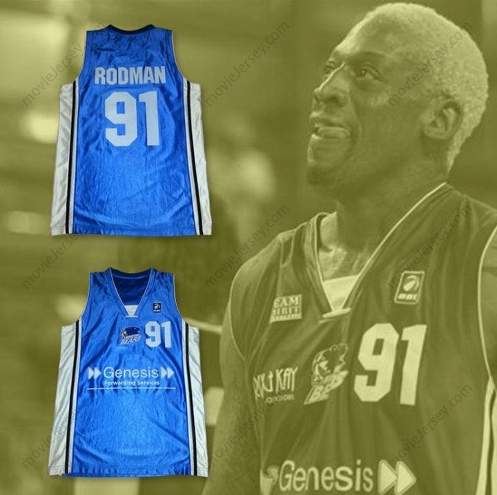 CUSTOM ANY Name Number DENNIS RODMAN 91 BRIGHTON BEARS BASKETBALL JERSEY Top Stitched S-6XL